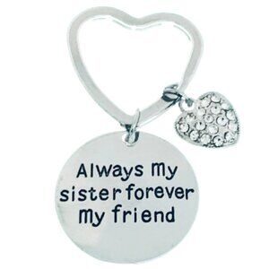 Sister Keychain- Always My Sister Forever My Friend Keychain- Rhinestone Heart